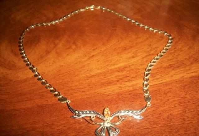 Золотое колье 585, 14бр, 1 топаз Москва