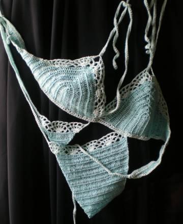 Комплект вязаный - купальник+митенки Москва