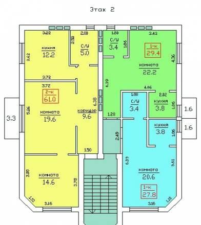 2к.кв. 61кв.м. скидка, рассрочка Краснодар