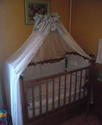 Детская кроватка-маятник с ящиком для белья Реутов