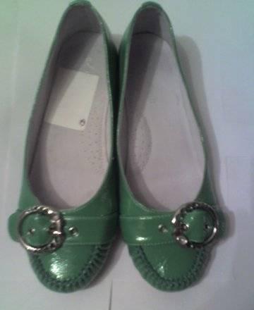 Мокассины-балетки салатовые (Новые) Москва