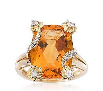 Золотое кольцо-бриллианты,цитрин 8 каратов Москва