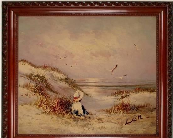 Картина "Девочка на берегу", холст, масло Москва