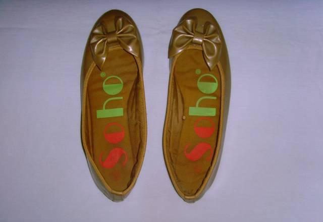 Туфли-балетки золотистого цвета, р-р 36 Москва