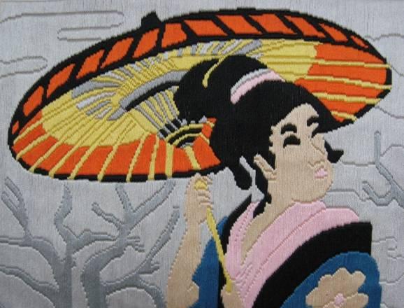 Вышитая картина. Японка Москва