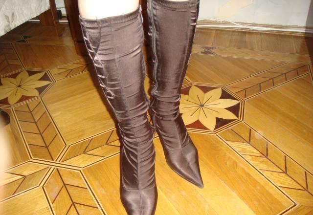 Сапоги. Коричневые. по бокам стразы. 37 разм Москва