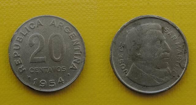 Аргентина 20 сентавос 1954г Челябинск