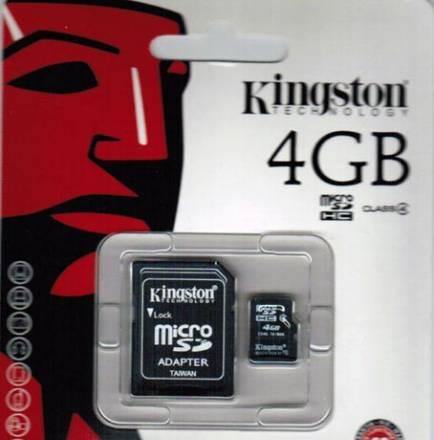 Карта памятu Kingston microSD HC 4 Гб + адаптеp Москва
