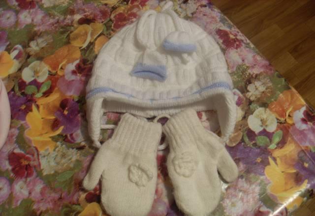 Шапка + варежки весенне осенние Москва