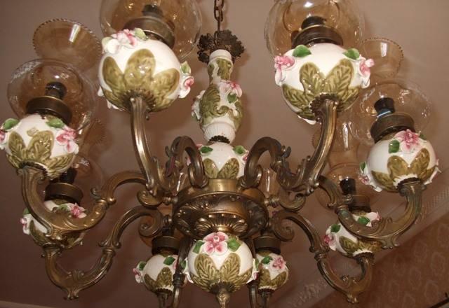 Старинная итальянская люстра, керамика 8 светильни Москва