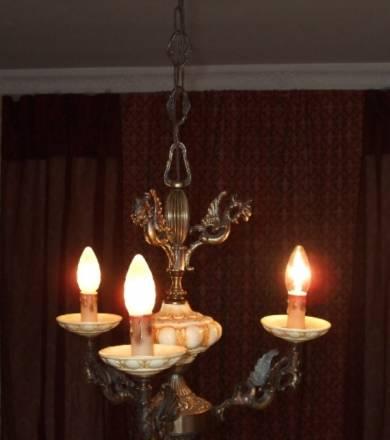 Старинная  итальянская бронзовая люстра с драконам Москва