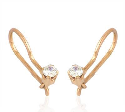 Детские серьги золотые с фианитом Раменское