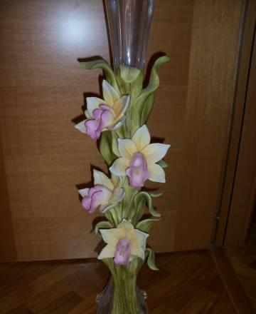 Ваза хрусталь с фарфором Москва