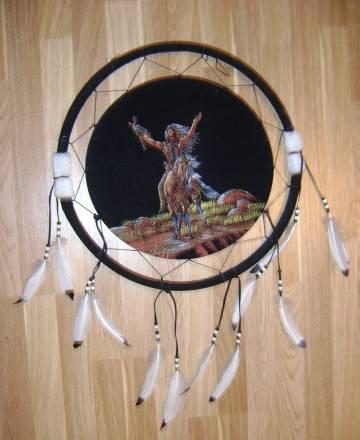 Шаманский бубен с изображение индейца на лошади Москва