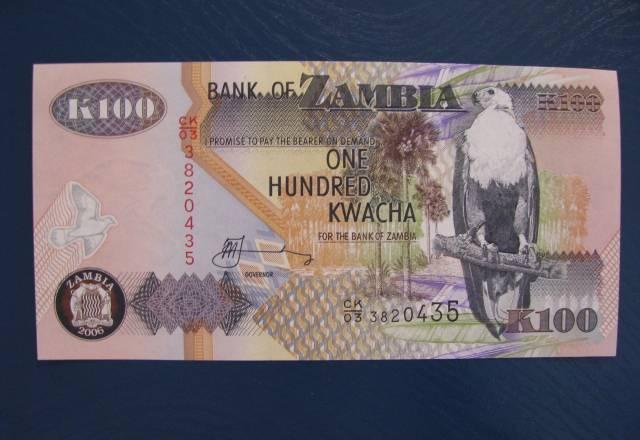 Замбия 100 квача 2006 UNC Новосибирск
