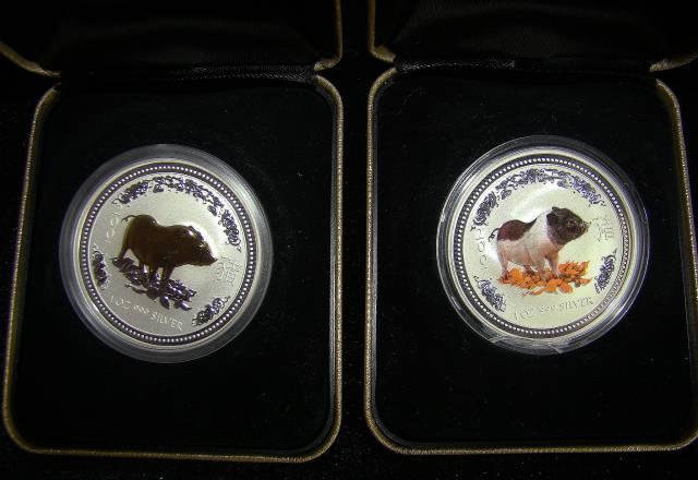 "Австралия 2007г.свиньи(1oz) серебро 2 монеты" Москва