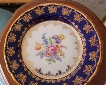 Тарелки Чехия кобальт 8 шт с рисунками цветов Москва