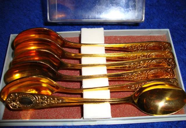 Набор чайных ложек мельхиор золочение мнц Москва