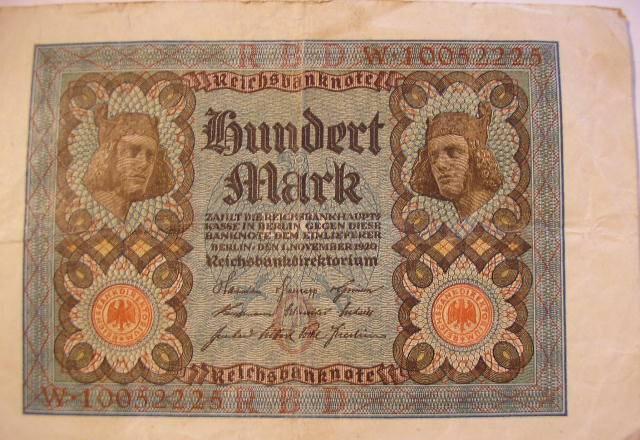 Германия Веймар 100 марок 1920 ноябрь W100  100р Москва