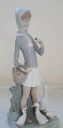 1969 lladro Girl w/ Umbrella  Geese Статуэтка Москва