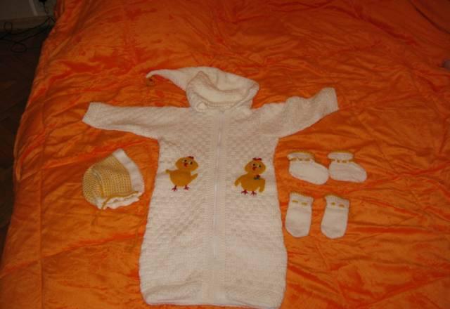 Конверт в коляску вязаный с цыплятками Москва