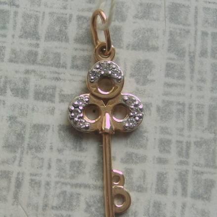 Подвеска кулон Ключ - золото 585пробы, Фианит Москва