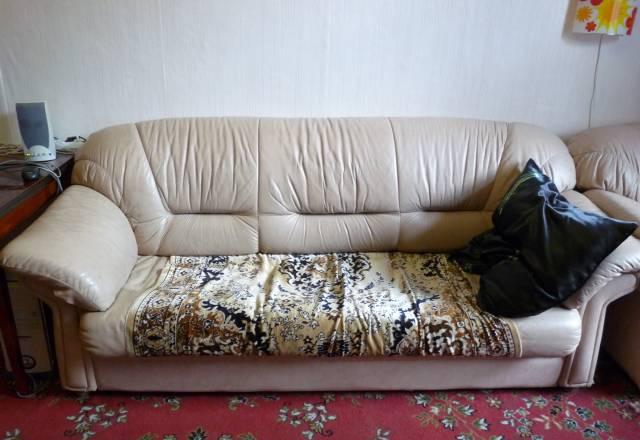 Диван+кресло (светл.кожа) Москва