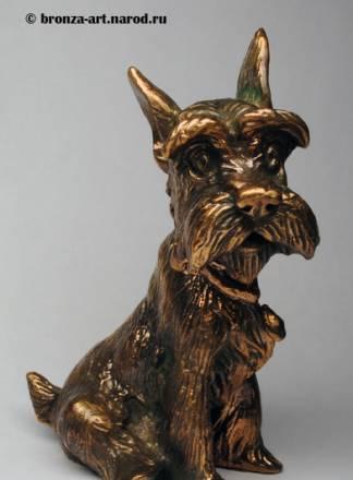 Миттельшнауцер - статуэтка из бронзы Москва