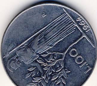 L.100 Итальянская монета 1964 г. Казань
