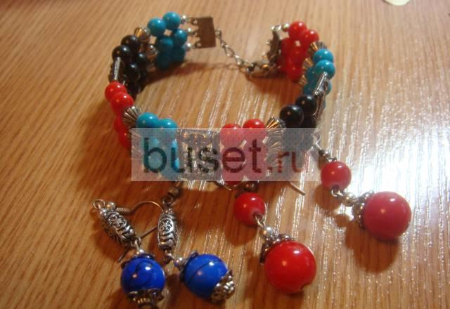 Комплект браслет + 2 пары сережек Москва