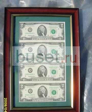 Неразрезанные 2-долларовые банкноты Москва