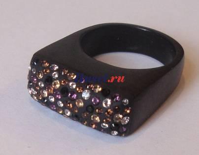Кольцо из чёрного дерева с стразоми Swarovski Санкт-Петербург