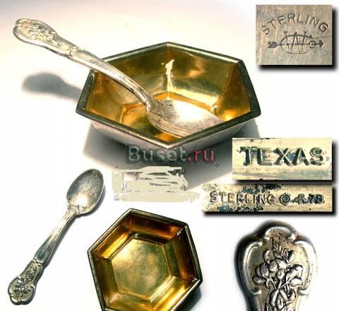 АНТИК СЕРЕБ С ЗОЛ И ЛОЖКОЙ СОЛОНКА Москва
