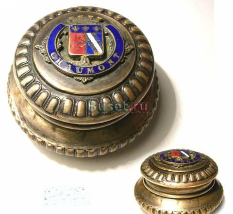 АНТИК СЕРЕБ С ЭМАЛЬЮ И ЗОЛО ШКАТУЛКА Москва