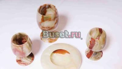 Пепельница и фужеры из Оникса Москва