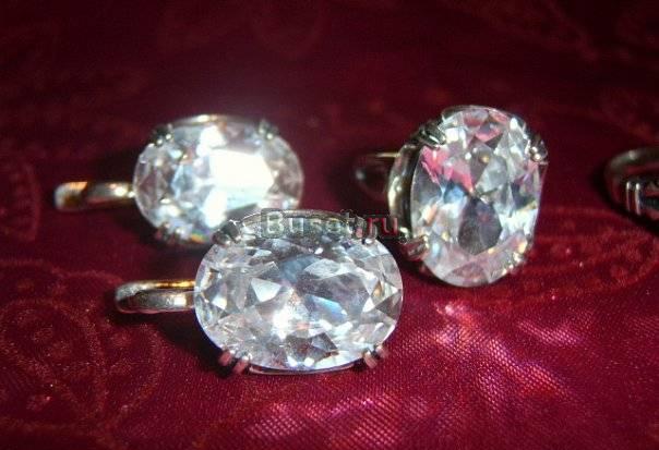 Набор кольцо+серьги с крупными фианитами Уфа