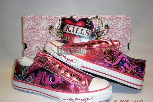 Кеды ED hardy Ярко-розовый сверкающий Москва