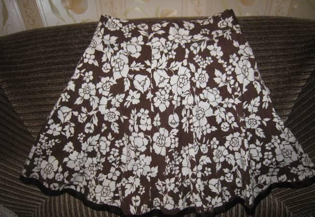 Новая коричнево-белая хлопковая юбка на лето Москва