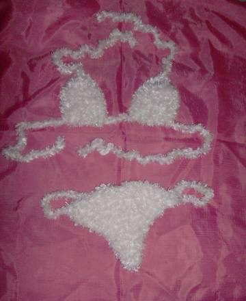 Вязаный лохматый белый купальник Москва