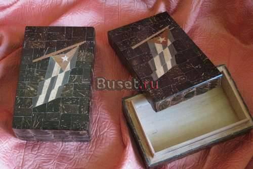 ШКАТУЛКА " ФЛАГ КУБЫ " ИЗ КЕДРА НОВАЯ Москва