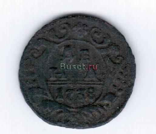 Деньга, медь, 1738 год Москва