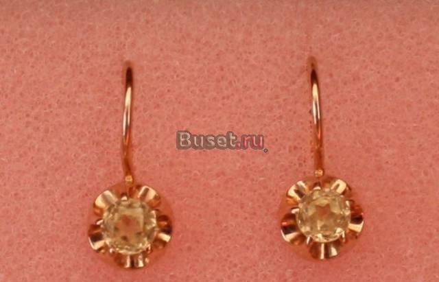 Распродажа. Золотые серьги желтый турмалин Москва