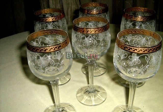 Чешский хрусталь - фужеры 6 штук б/у Москва
