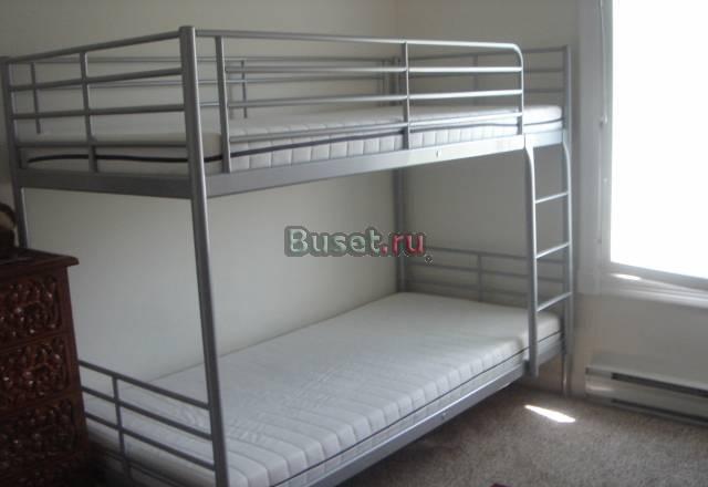 2-ярусная кровать ikea с матрасами, серебристая Москва