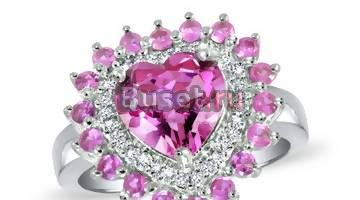 Серебряное кольцо-сердечко-топаз,бриллианты Москва