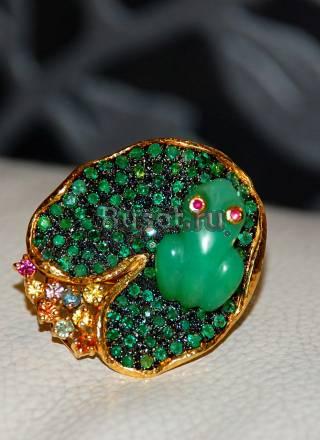 Дизайнерское кольцо "лягушка на кувшинке" Москва