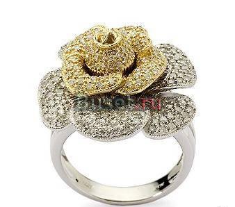 Золотое кольцо-бриллиантовая роза 1,10 карата Москва