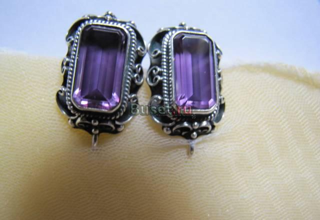 Серебрянные серьги с александритом Москва