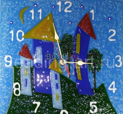 Часы настенные фьюзинг "Прикольный город". Ростов-на-Дону