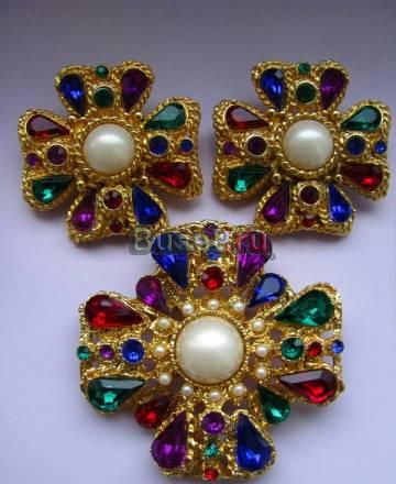 Винтажный комплект брошь и клипсы Нижний Тагил